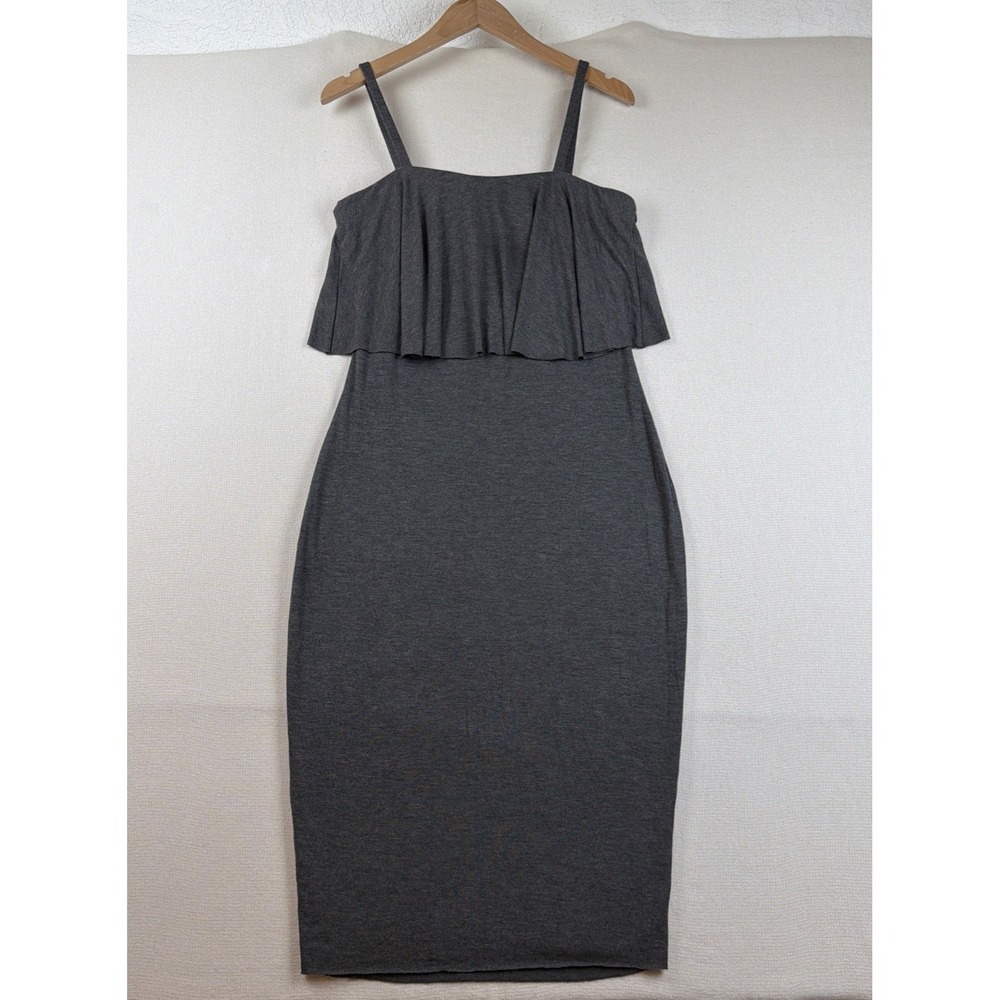 Bailey/44 Bodycon Strappy Knit Midi Dress Size M Gray Layered Top